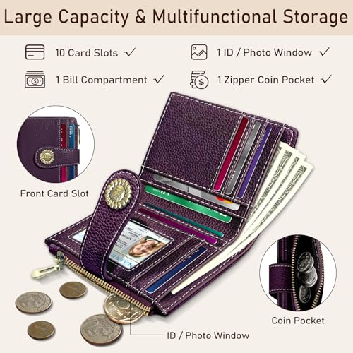 Kelvoris Small Rfid Women Wallet Bifold Zipper Coin Pocket - color: A PL