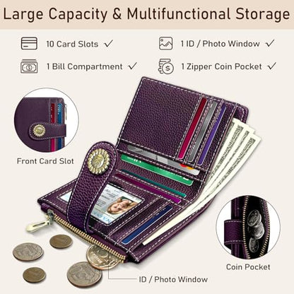 Kelvoris Small Rfid Women Wallet Bifold Zipper Coin Pocket - color: A PL