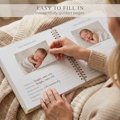 Keepsake Baby Memory Book for Boys and Girls - Timeless First 5 Year Book - color: Beige