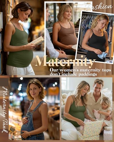 Ficerd 3 Pack Women's Maternity Tank Tops - color: Coffee, Army Green, Black, size: Small