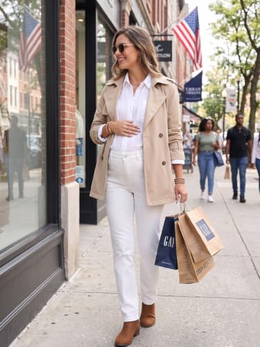 BLENCOT Womens Maternity Jeans Elastic Waist Stretch Pregnancy Denim Pants - color: White, size: Medium