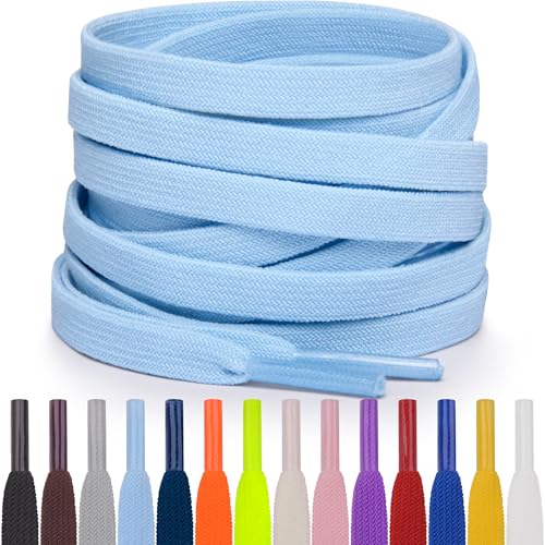 Miscly Flat Elastic Shoelaces - color: Light Blue, size: 27″ (69 CM)