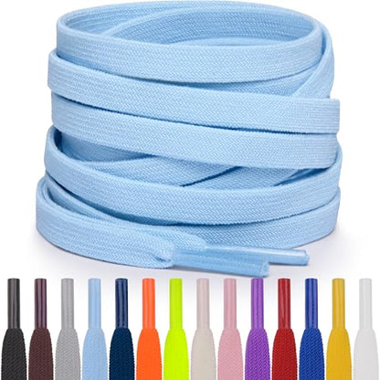 Miscly Flat Elastic Shoelaces - color: Light Blue, size: 27″ (69 CM)