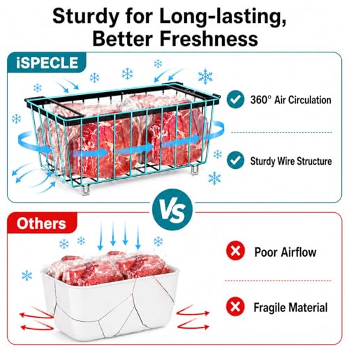 iSPECLE Deep Freezer Organizer Bins - Storage Baskets for 5-7 Cu.Ft, 6 Pack - color: 6-Pack Black (2 Columns)