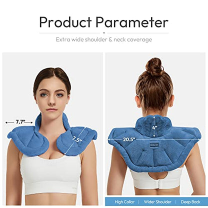 MORLIDEN Microwavable Neck Wrap Warmer&Shoulder Weighted Hot Cold Compress - color: Light Blue, size: Neck Shoulder Wrap Pad