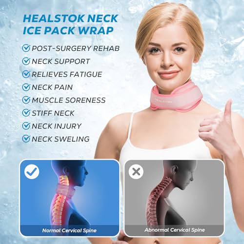 Neck Ice Pack Wrap, Reusable Cold/Hot Gel for Neck Pain, Pink - color: Pink