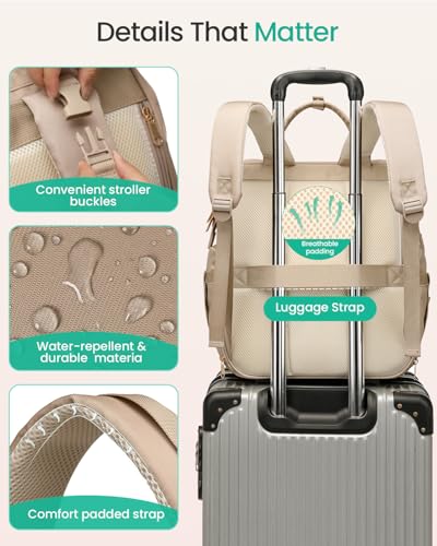 Qualyphant Extra Large Breast Pump Bag & Insulated Cooler, Dual-Deck Design - color: Khaki