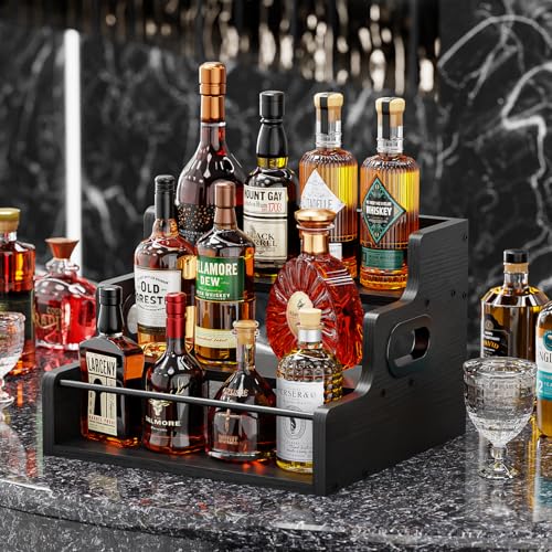 KLM Liquor Bottle Display Shelf, Coffee Syrup Rack Organizer,Black