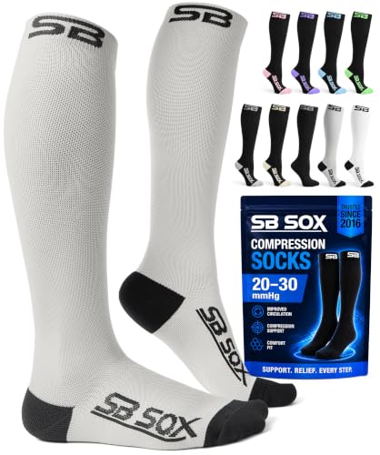 SB SOX Compression Socks for Men & Women (20-30mmHg) - color: Gray/Black, size: Small