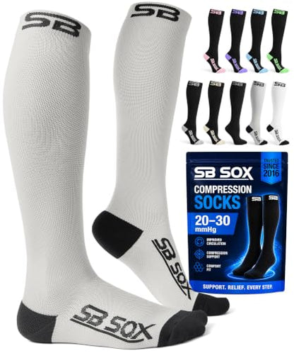 SB SOX Compression Socks for Men & Women (20-30mmHg) - color: Gray/Black, size: Small