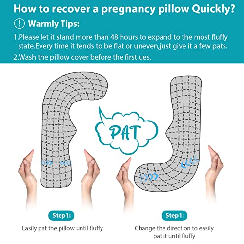 BATTOP Pregnancy Pillows for Sleeping,Maternity Pillow with Cooling Cover,Support for Belly,Hips, Legs,Pregnancy Must Haves,Side Sleeper Body Pillow - color: Cooling-grey