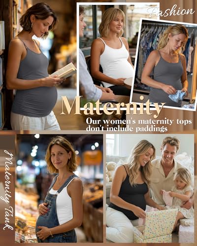 Ficerd 3 Pack Women's Maternity Tank Tops - color: Dark Gray, White, Black, size: X-Large