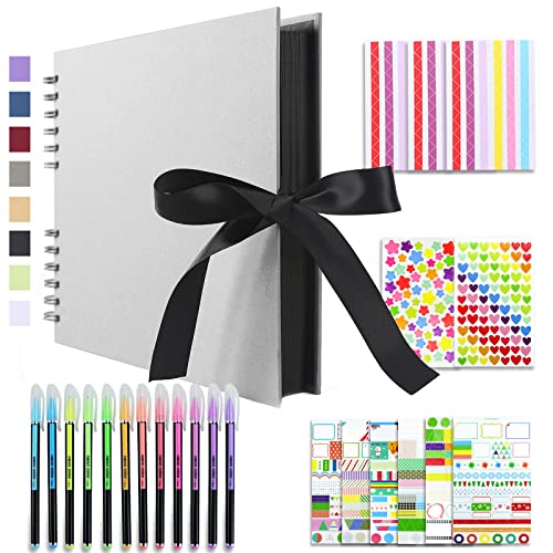 Vienrose Scrapbook Album 80 Pages 11x8 Inch Black - color: Gray