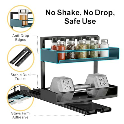 iSPECLE Pull Out Spice Rack - 2 Pack Swivel Spice Organizer for Cabinet - color: 2-Pack Black