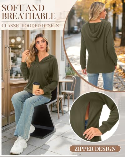 Neer Women's Nursing Hoodies Breastfeeding Shirts - color: Army Green, size: Medium