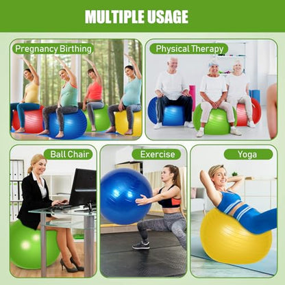 Leyndo 4 Pcs 26 Inch Yoga Exercise Ball Pilates, Bright Color