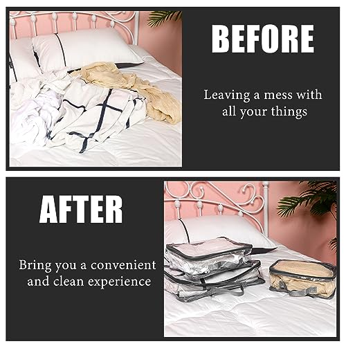 Hillban 6 Pcs Large Clear Packing Cubes for Travel, 3 Sizes PVC Bags, Gray - color: Gray