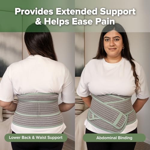 haakaa Postpartum Belly Band, Support Back & Abdomen, Help Natural Delivery & C Section Recovery,Natural Latex,One Size - color: Mint