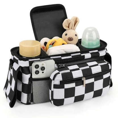 Accmor Universal Stroller Organizer with Insulated Cup Holder - color: Checkerboard