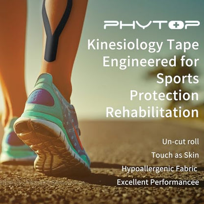 Muscle Kinesiology Tape 2 Rolls Black Uncut for Sports Recovery - color: Black
