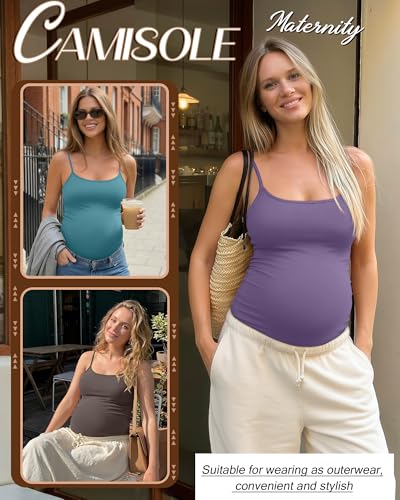 3 Pack Womens Maternity Nursing Camisoles - color: Lake Blue, Purple, Coffee Gray, size: Large