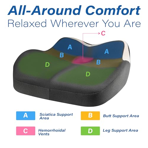 Allaboutsla Car Seat Cushion for Driving, Car Seat Pillow for Short Drivers - color: Gray