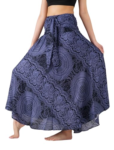 Long Skirts for Women Maxi Boho Skirt - color: Blossom Navy, size: One Size