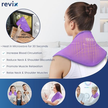 REVIX Ice Packs for Neck & Shoulder Discomfort, Gel Cold Wraps Reusable - style: Neck Purple-2 Pack