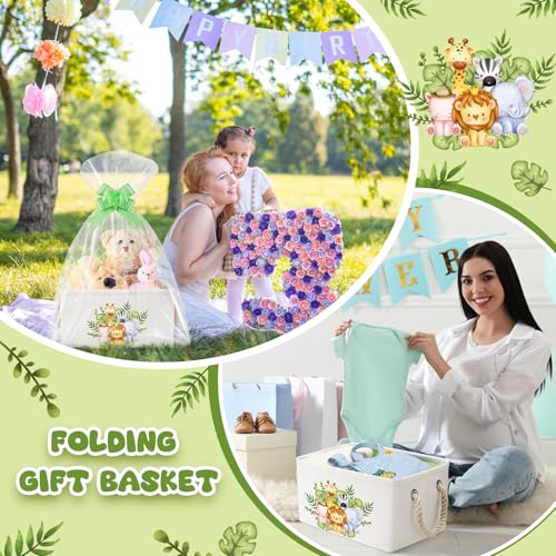 Pickmesh Baby Shower Storage Basket with Gift Bags, Jungle Theme - style: Jungle Theme