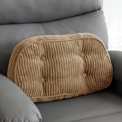 HIGOGOGO Lumbar Support Pillow for Recliner Chair/Accent Chair/Couch/Office Chair, Tufted Corduroy Back Support Cushion for Elderly, Recliner Cushions for Back Rest, Pain Relief, Reading, Coffee - color: Coffee, size: Large