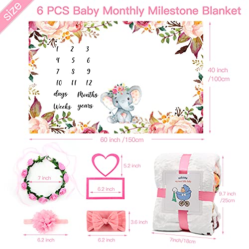 Baby Monthly Milestone Blanket 6 Pcs Photography Prop Set 60''x40''