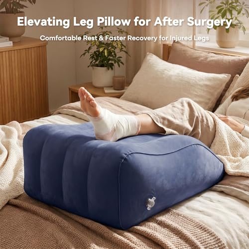 Inflatable Leg Elevation Pillow for Sleeping, Blood Circulation - color: Blue