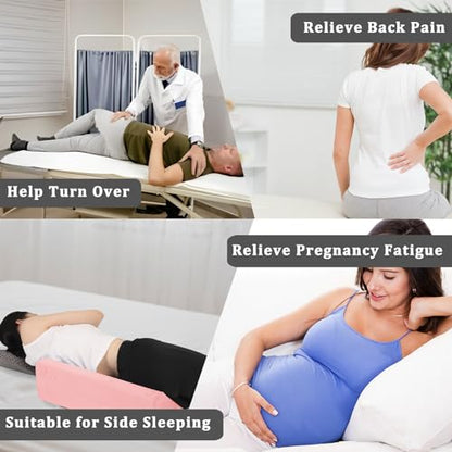 Bed Wedge Pillow for Side Sleeping Foam Filled Body Positioning - color: Light Pink