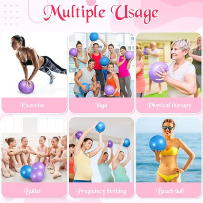 4 Pcs Small Pilates Ball Bulk 9 Inch Mini Yoga Ball - color: Blue,Purple