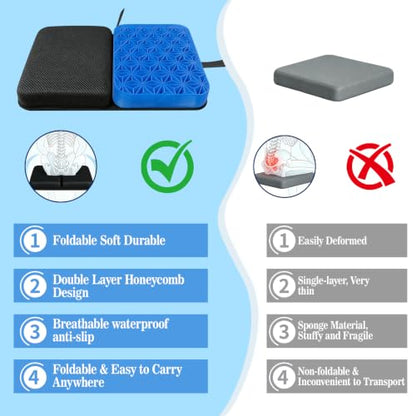 Honeycomb Gel Foldable Portable Seat Cushion for Airplane Travel Stadium
