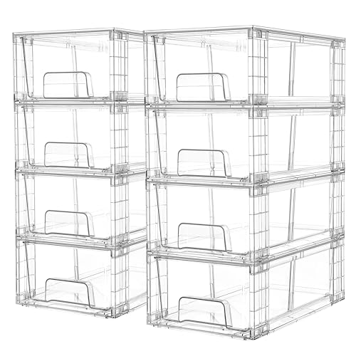 Vtopmart 8 Pack Stackable Clear Drawer with Dividers - size: 8Pack 4.4"H-with Dividers