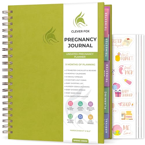 Clever Fox Pregnancy Journal, Expecting First Time Mom Planner Spring Green - color: Spring Green, size: 9" x 10.5" Regular Edition