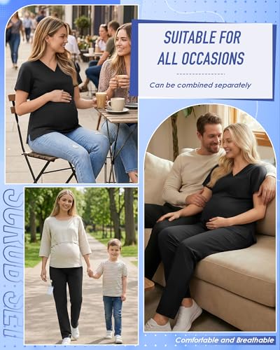 Women's Maternity Scrub Set - color: Black, size: X-Large