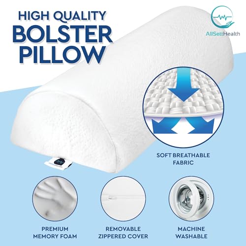 2 Pack Half Moon Bolster Pillow for Legs - Knee Pillow for Back Sleeping - style: Knee Half Moon White (2 Pack)