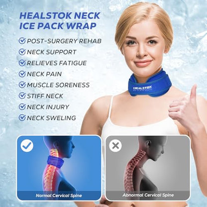 Neck Ice Pack Wrap, Reusable Cold/Hot Gel for Neck Pain, Blue - color: Blue