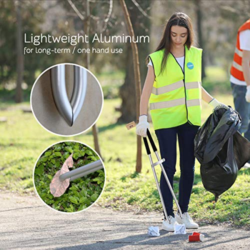 EJG 36" Long Trash & Garbage Picker Grabber, Lightweight Aluminium & Rustproof, Litter Pick Up Stick, Trash Tong, Reaching Assist Tool, Reacher Tool for Elderly, Garden Nabber Plogging (Black) - color: Black