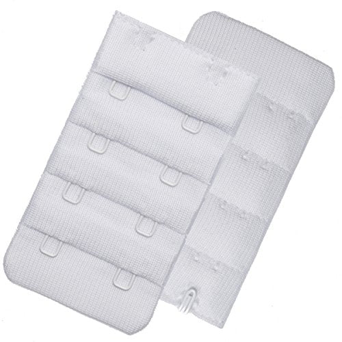 Ultra Soft Bra Extender Band Breathing Room 4 Rows Hook & Eye Extension Strap - color: 2 Hooks - 3/4 Inches Between Hook Centers (3pcs/Pack)