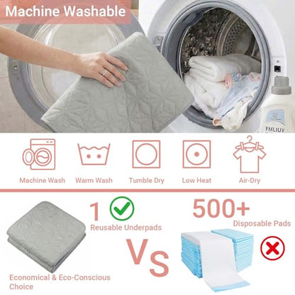 2 Pack Quilted Waterproof Pads for Bed Washable 34x36 Inch Gray - color: Gray, size: 34"x36"