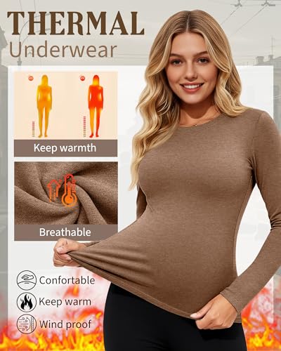 3 Pack Women's Thermal Maternity Shirts - color: Apricot, Camel, Brown, size: Medium