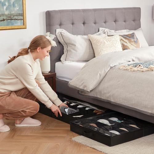 Lifewit Under Bed Shoe Storage Organizer Container, 2 Pack(14 Shoes Cells) - size: 14 Shoes Cells