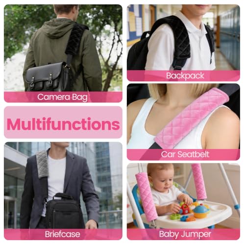 Amooca 2 Pack Seat Belt Covers Soft Shoulder Pad for Cars & Backpack - color: D: Pink