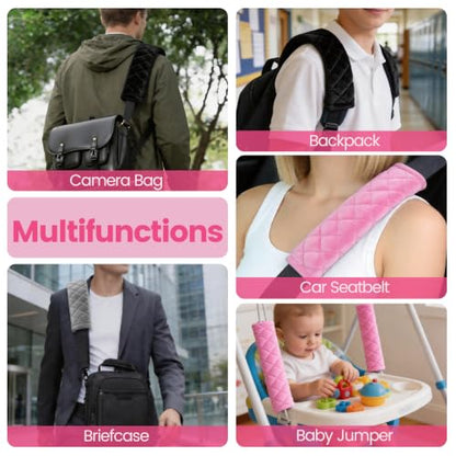 Amooca 2 Pack Seat Belt Covers Soft Shoulder Pad for Cars & Backpack - color: D: Pink