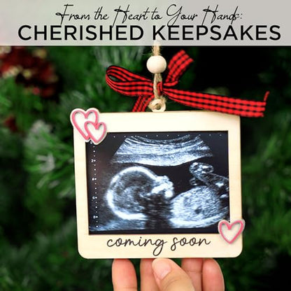 Baby Ultrasound Photo Frame Ornament, Pregnancy Reveal Gift - color: Pink Coming Soon Frame