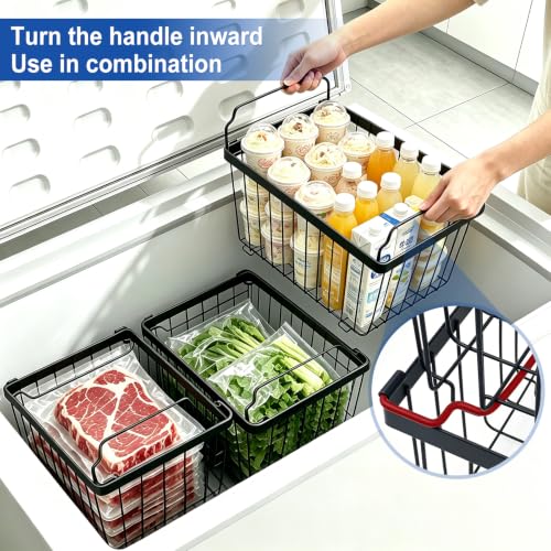 Freezer Organizer Bins fit 5 /9 cu. Ft Chest Freezer (Black-3Pack)