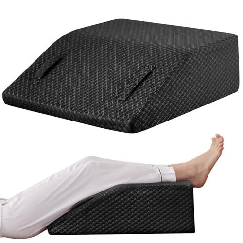Ruqmuis Leg Elevation Pillow for After Surgery, Leg Elevating Pillow for Swelling and Blood Circulation, Leg Wedge Pillow for Sleeping, 21x24x8 Inch Knee Pillow for Knee Hip Ankle Pain Relief, Black - color: Black, size: 21*24*8 Inch